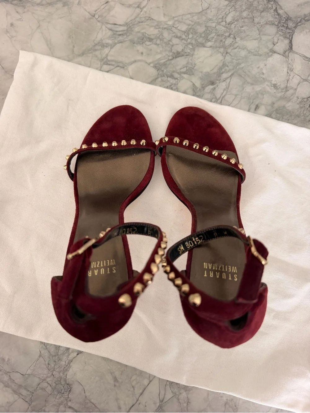 Stuart Weitzman Burgundy Studded Heels Size 8